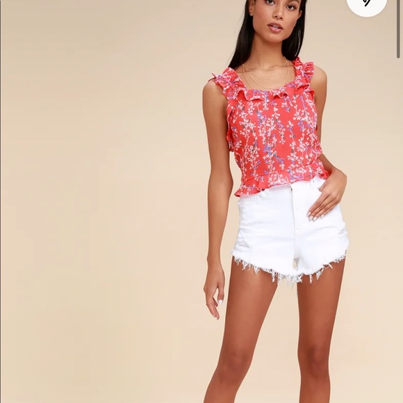 Lulus White High-Waisted Cutoff Denim Shorts_NWT - Picture 5 of 8